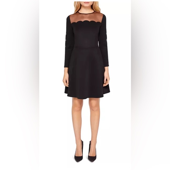 Ted Baker NWT Kikoh Mesh-Paneled Black Skater Dress           US size 8 - Picture 1 of 6